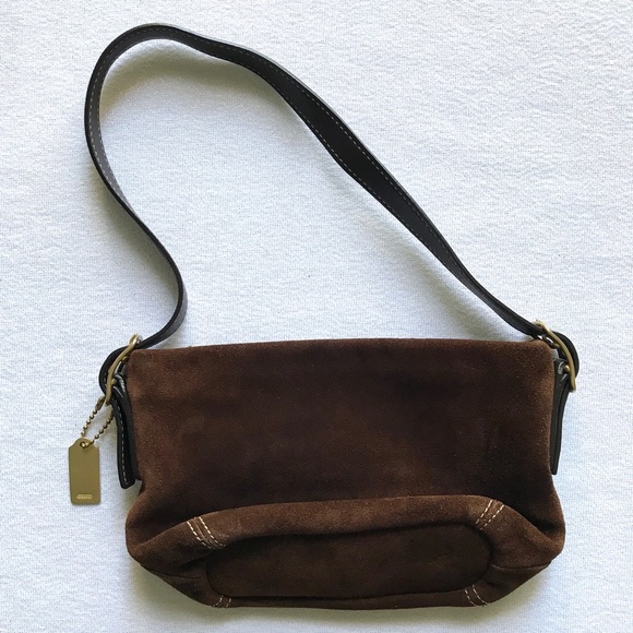 Coach 2 Bag Wristlet Rainbow Stripe Brown Suede - Picture 2 of 8